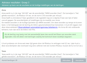 Adviezen over de leerlingresultaten
